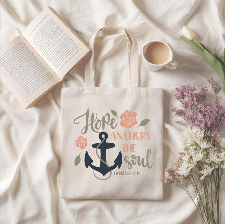 JESUS IS MY ANCHOR TOTE CANVAS BAG